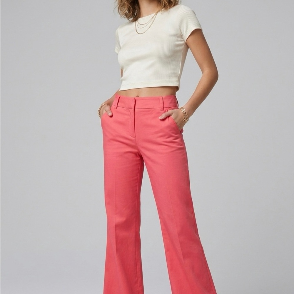 Alice + Olivia “Olivia” Low-rise Flared wide-Leg Trouser Coral Pink Size 2